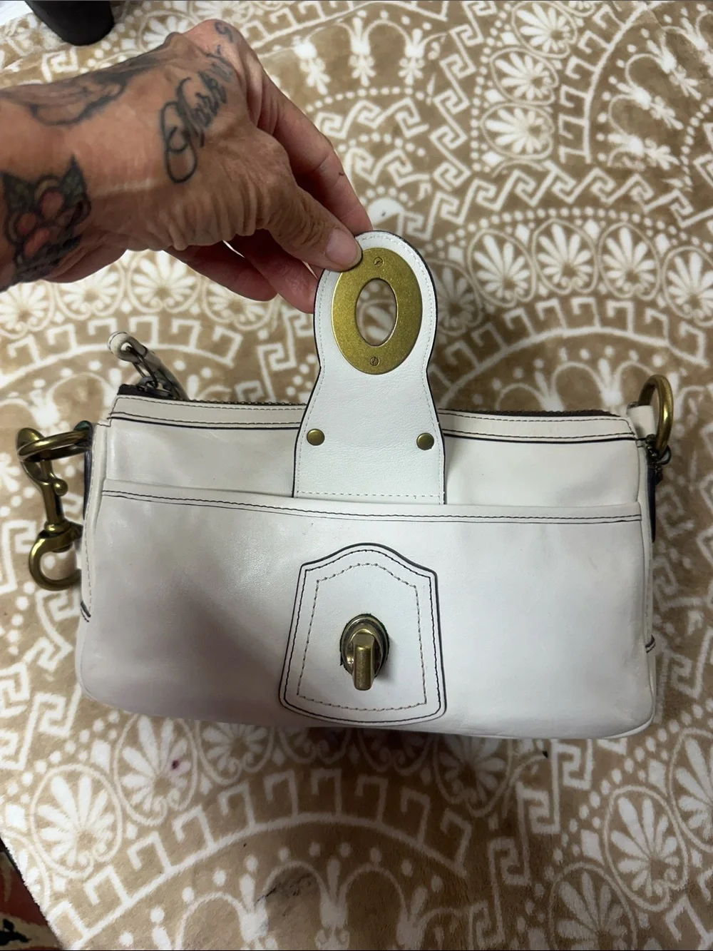 Coach Vintage Legacy 65th Anniversary Cream Leather Shoulder Bag with Turnlock